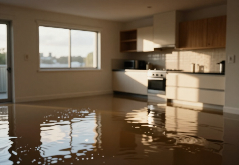 Soggy carpets in Tennyson Point home before drying
